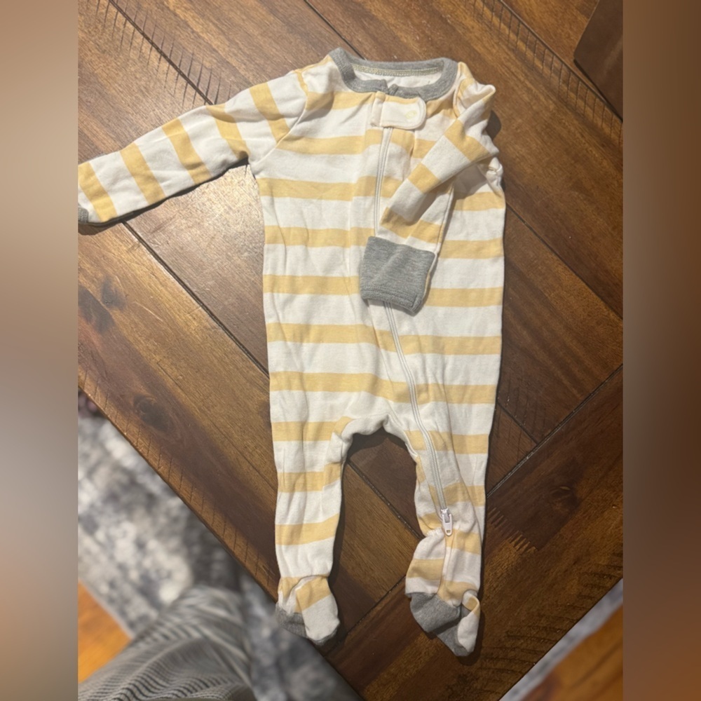 Cloud Island Yellow and White Striped Baby Onesie